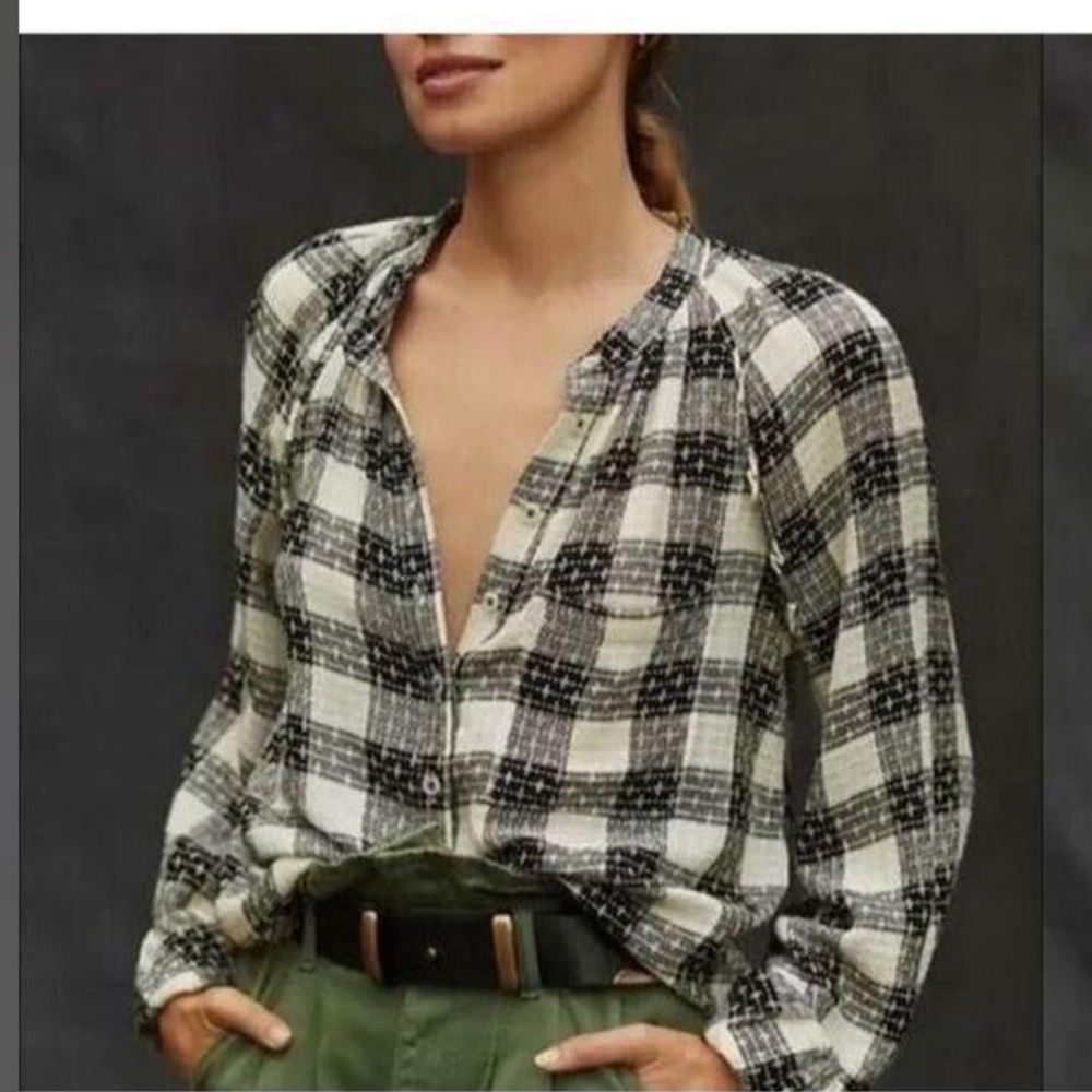 Pilcro Breezy Buttondown‎ Checkered Blouse